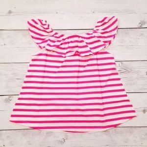Pink And White Striped Ruffle Top - Size 2T